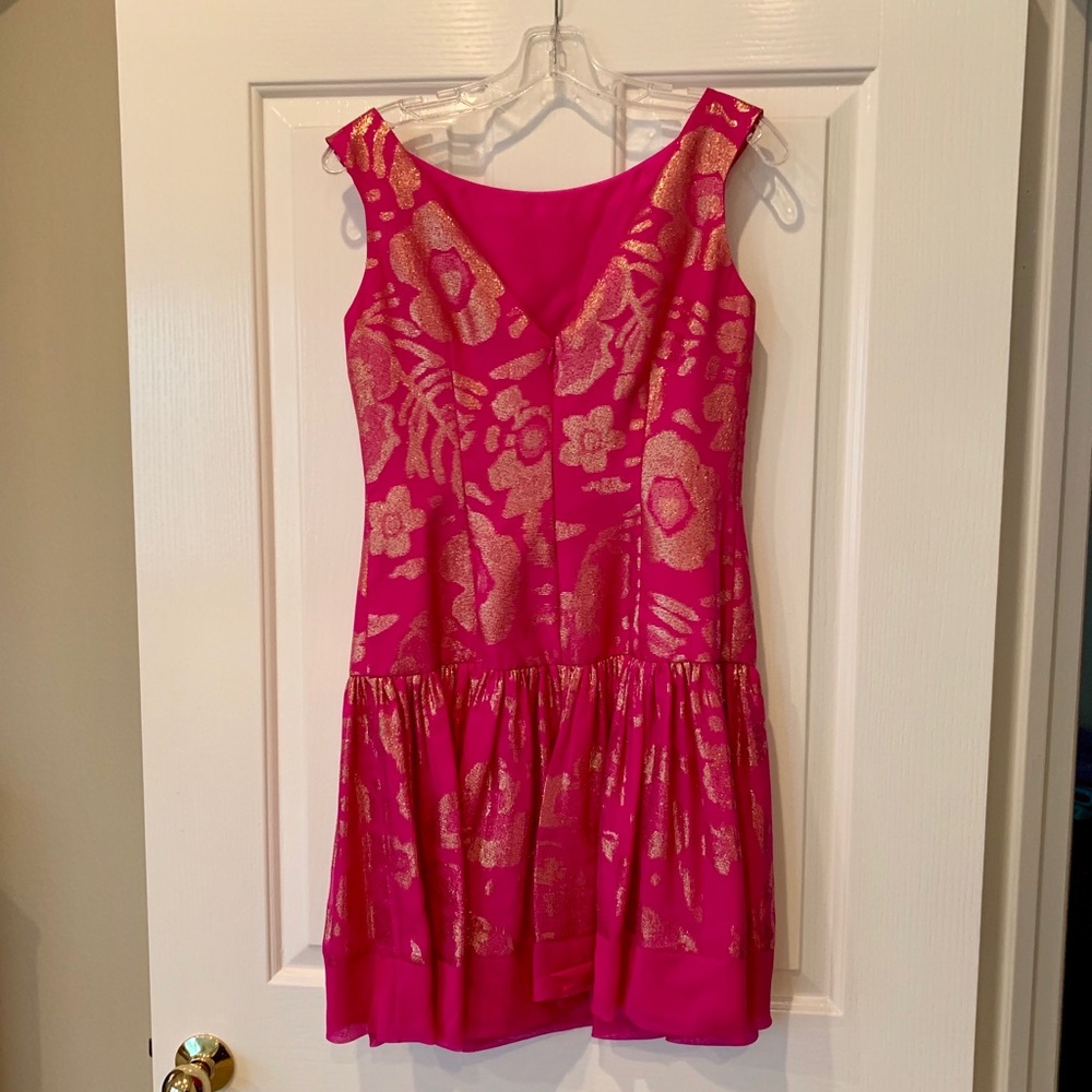 Marchesa Pink/Gold Dress so 6 - Picture 3 of 5